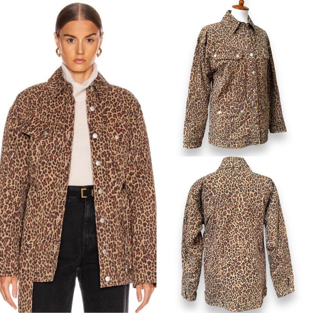 Marissa Webb Ellery Anorak Utility Jacket Khaki Leopard Women’s Small No Belt